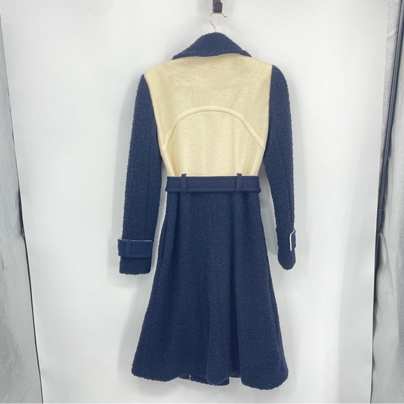 Diane Von Furstenberg DVF Kayden Cream navy blue boiled Wool Jacket Coat Sz 6 - Picture 7 of 11